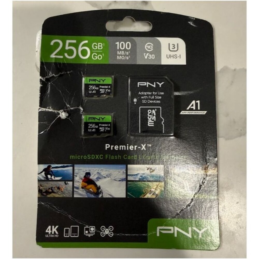 PNY Premier-X 256GB MicroSDXC High-Speed Flash Memory Card UHS-I V30 A1 2 Pack